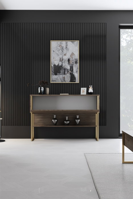 Hanah Home Luxe Cómoda Dorado y Nogal